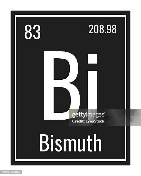 bismuth symbol. chemical element of the periodic table. vector illustration isolated on white background. glass sign. - bismuth stock illustrations