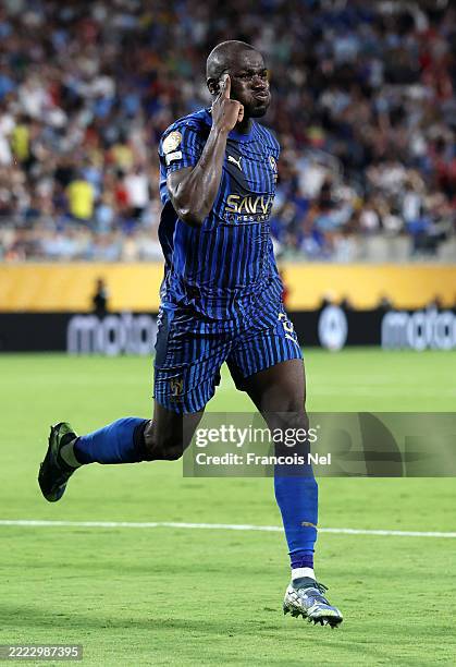 Kalidou Koulibaly of Al Hilal celebrates scoring his team's third goal during the FIFA Club World Cup 2025 round of 16 match between Manchester City...