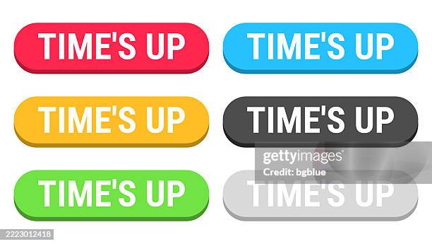time's up - colorful 3d click web buttons on blank background - complete package stock illustrations