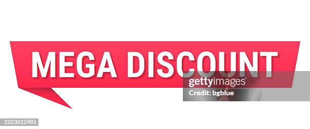 mega discount - red speech bubble on blank background - mega box stock illustrations