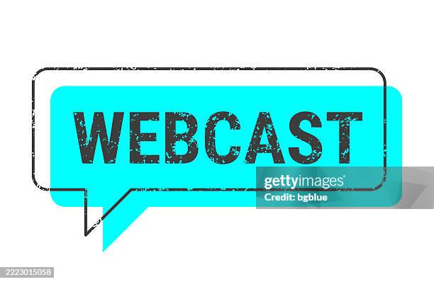 illustrations, cliparts, dessins animés et icônes de webcast - bulle de dialogue grunge bleu sur fond blanc - vintage logo rectangle