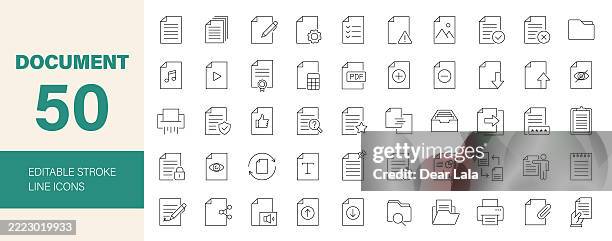 document line editable icon set. - folder icon stock illustrations
