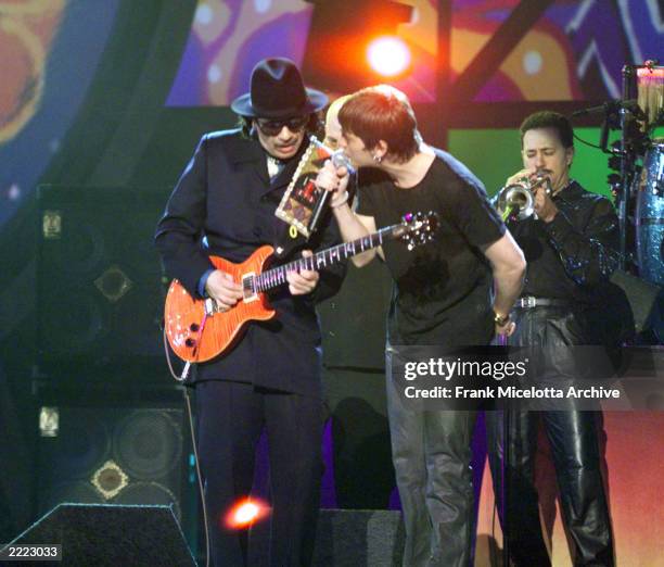 Carlos Santana and Rob Thomas at the 2000 Grammy Awards held in Los Angeles, CA on February 23, 2000 Photo by Frank Micelotta/ImageDirect