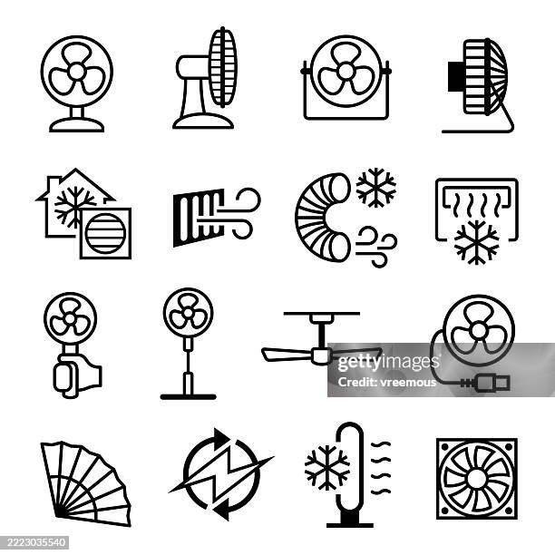 stockillustraties, clipart, cartoons en iconen met air conditioning and electric fans icon symbols - elektrische ventilator