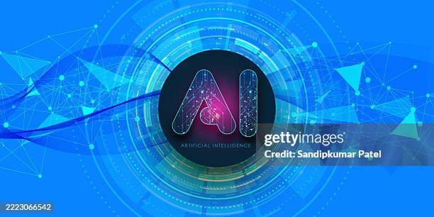 processor with integration ai. ai letters on chip. - semiconductor technology stock illustrations