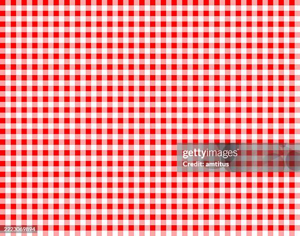 gingham red seamless - picnic cloth stock illustrations