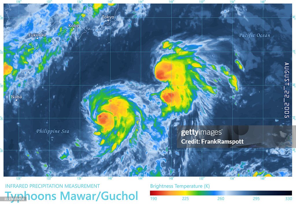 Typhoons Mawar Guchol 20050822 Precipitation Map Japan