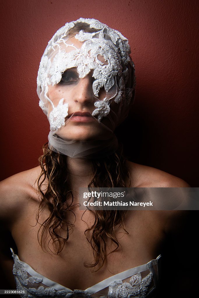 Modeling Ritual Fashion A model poses at the Ritual Unions Fashion Show during Berlin Fashion ...