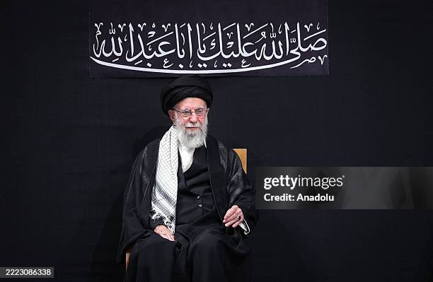 Iranian Supreme Leader Ayatollah Ali Khamenei makes his first public appearance since the war with Israel by attending an Ashura ceremony in Tehran,...