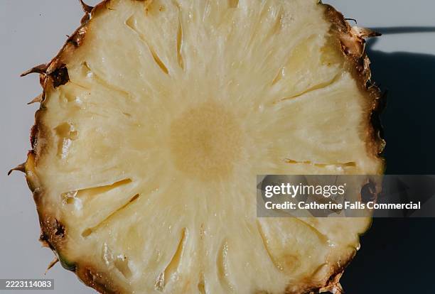 close-up of the inside of a pineapple - pineapple juice stock pictures, royalty-free photos & images