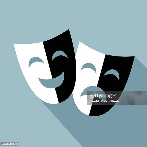 komödie und tragödie masken - theatermaske stock-grafiken, -clipart, -cartoons und -symbole