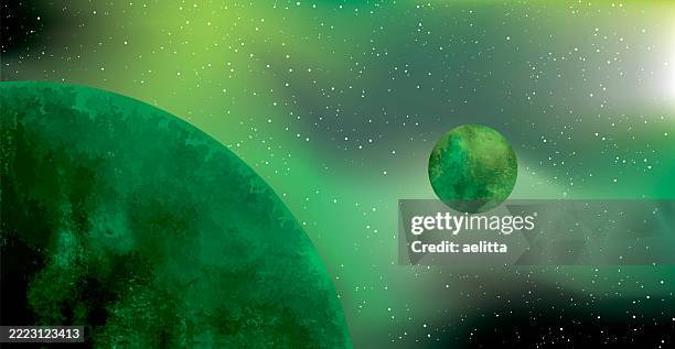 abstract green background. outer space. - nebula stock illustrations