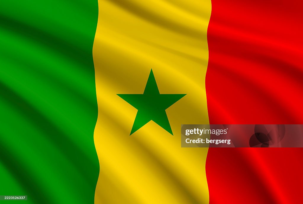 Flag of Senegal. Vector Waving Flag Background. High detailed Realistic Illustration