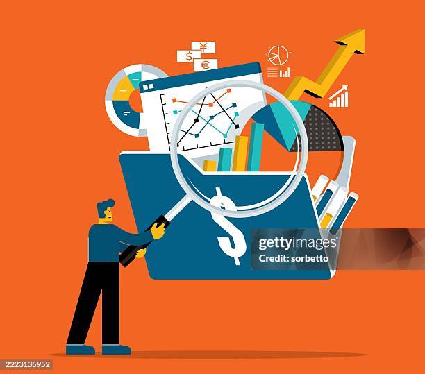 document analysis - businessman - surveyor stock illustrations
