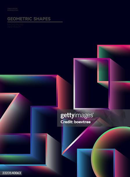 farbverlauf 3d schatten geometrische komposition flacher design-hintergrund - stereoskopische photographie stock-grafiken, -clipart, -cartoons und -symbole