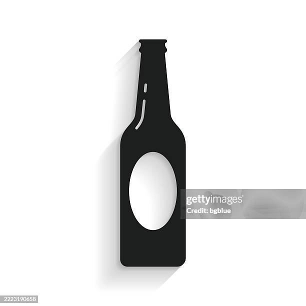 beer bottle. icon with long shadow on white background - cider stock illustrations