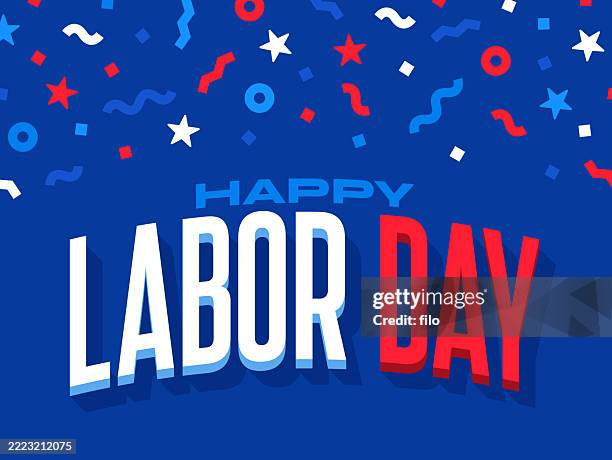 american happy labor day holiday confetti background - labor day stock illustrations