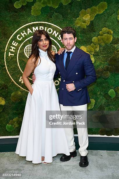 Priyanka Chopra and Nick Jonas in the AELTC's Parkside Suite in No.1 Court at The Championships 2025. Held at All England Lawn Tennis and Croquet...