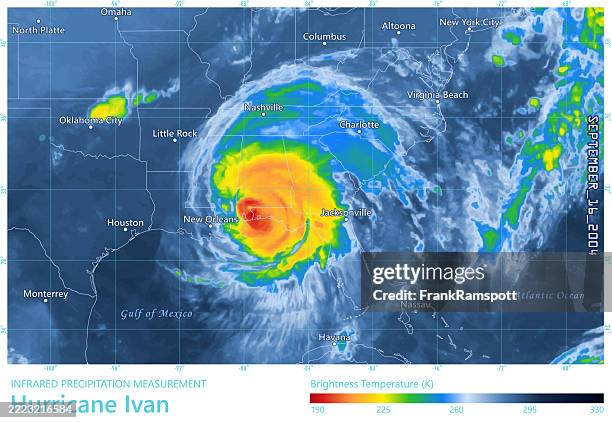 hurricane ivan 20040916 precipitation map gulf of mexico - weather radar stock illustrations