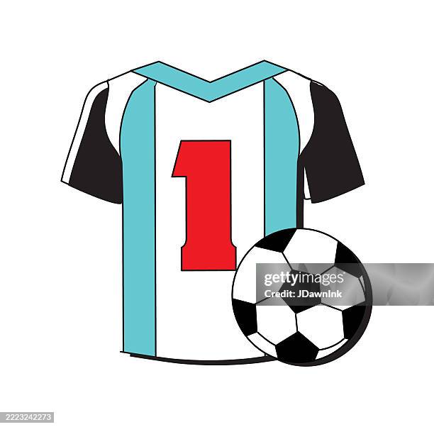 back to school colorful soccer jersey and ball icon on white background - soccer uniform stock illustrations