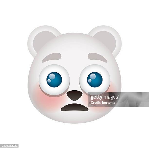 embarrassed polar bear emoji - flushing stock illustrations