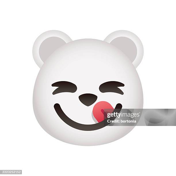 polar bear licking lips emoji - licking lips stock illustrations