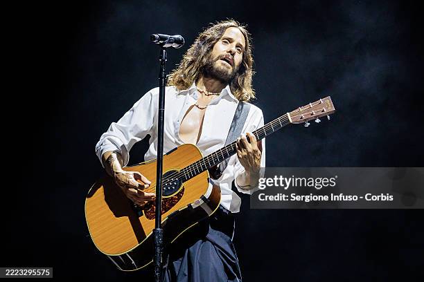 Jared Leto of Thirty Seconds To Mars performs at Ippodromo Snai San Siro on July 02, 2025 in Milan, Italy.
