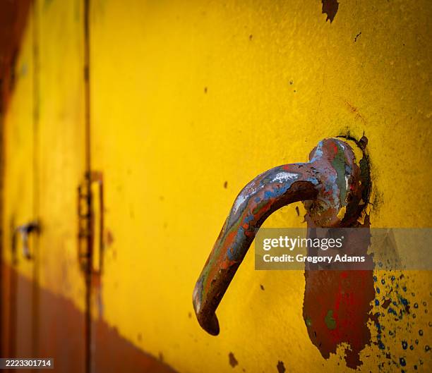forgotten train in an old rail yard - handle stock pictures, royalty-free photos & images