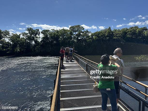 View of the Iguazu Falls which is located at the Iguazu National Park between the natural border of Argentina and Brazil on July 7, 2025 in Misiones,...
