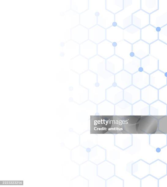 ilustraciones, imágenes clip art, dibujos animados e iconos de stock de hexágonos azul científico - biotecnología