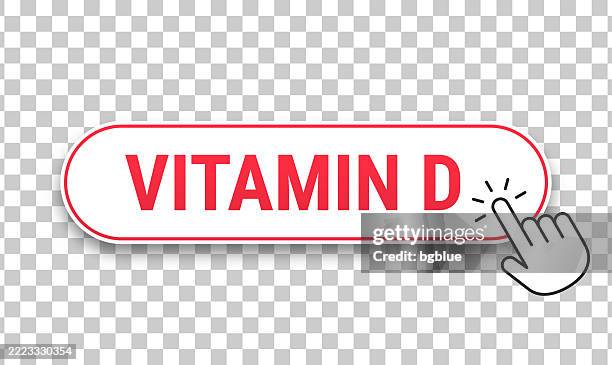 vitamin d - 3d click web button with hand cursor on blank background - digital d stock illustrations