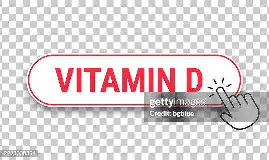 Vitamin D - 3D click web button with hand cursor on blank background Vitamin D - 3D click web button with hand cursor on blank background