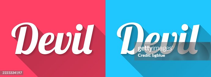 Devil - Flat Design with Long Shadow on blue and red background Devil - Flat Design with Long Shadow on blue and red background