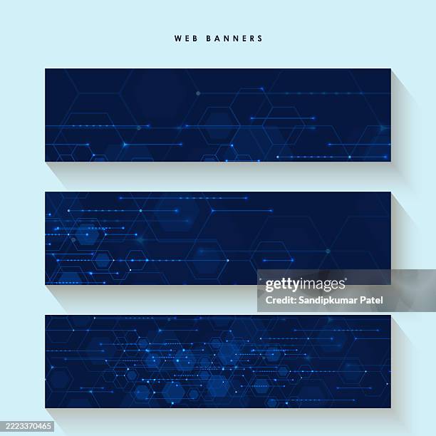 banners design template with hexagons pattern - website header stock illustrations