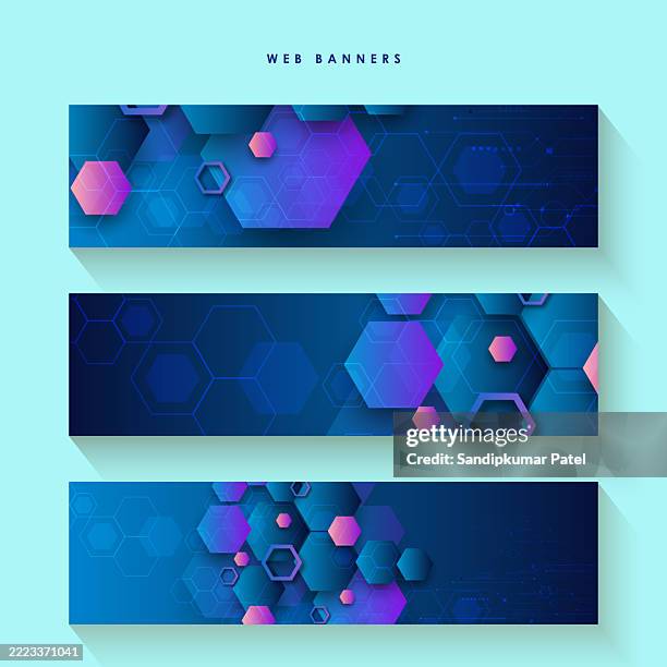 banners design template with molecular structures. science and technology concept. - simulation lab stock illustrations