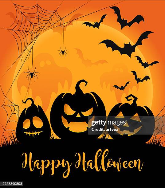happy halloween orange background - spider isolated stock illustrations