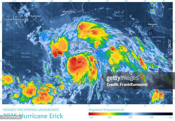 hurricane erick 20250619 precipitation map mexico - weather radar graphic stock illustrations