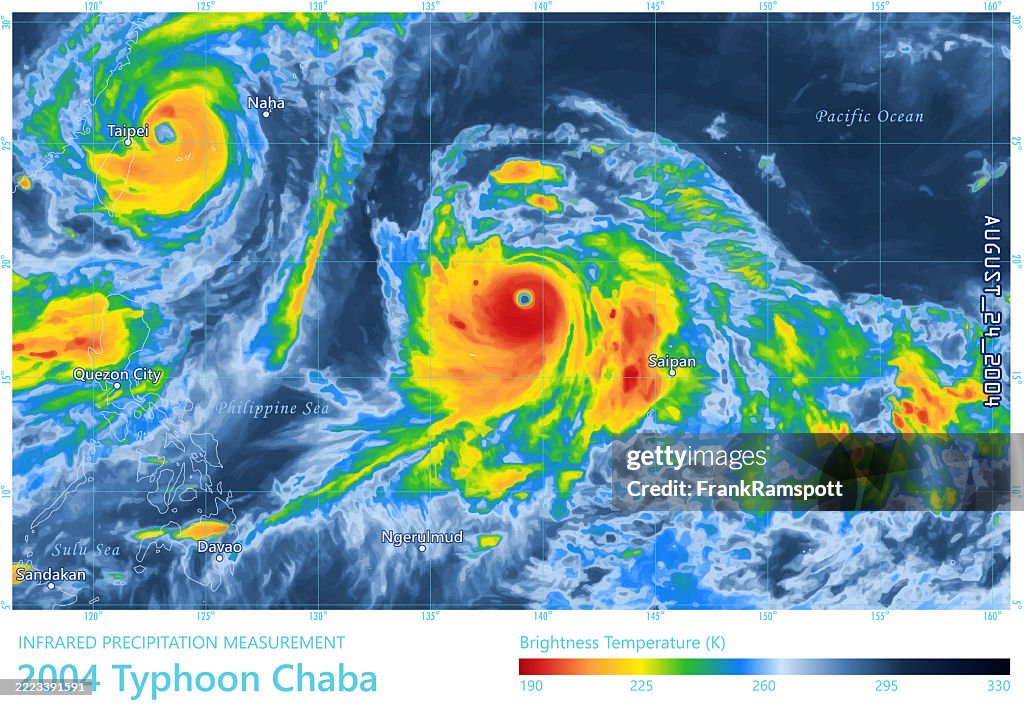 Typhoon Chaba 20040824 Precipitation Map Pacific Ocean