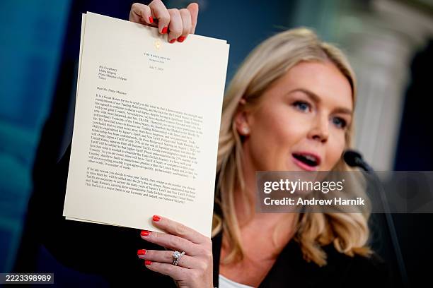 White House Press Secretary Karoline Leavit Holds Press Briefing At..., News Photo