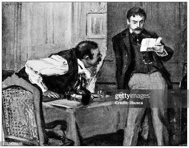 surprised - dinner table for two stock illustrations