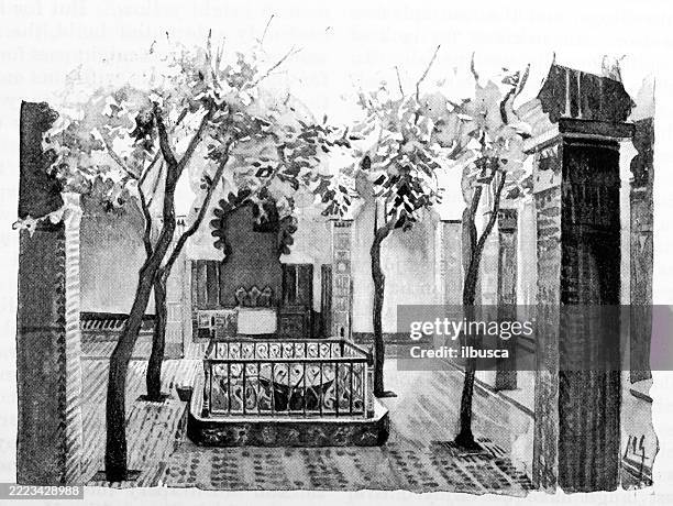 north africa, high class house - morocco stock illustrations