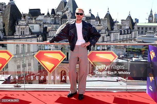 Nicholas Hoult attends the "Superman" London photocall ahead of the film's release in cinemas next week at The Corinthia on July 03, 2025 in London,...