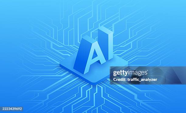 artificial intelligence - circuit board isometric background - machine learning isometric stock illustrations
