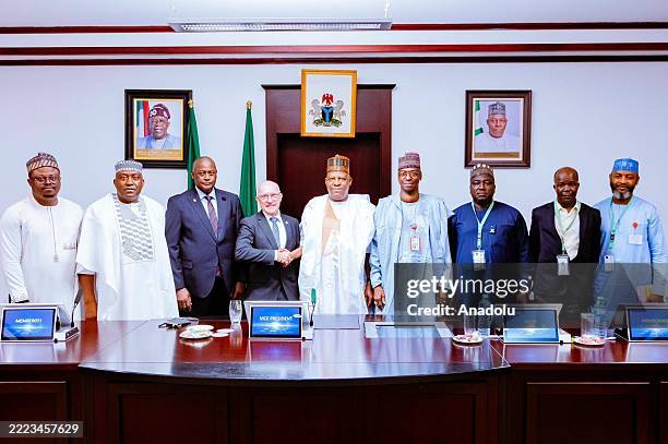 Nigerian Vice President Kashim Shettima meets with Dr. Robert Floyd , Executive Secretary of the Comprehensive Nuclear-Test-Ban Treaty Organization ,...