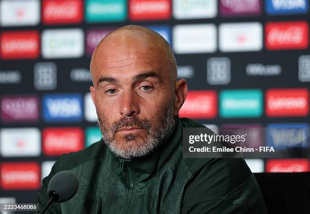 Enzo Maresca, Head Coach of Chelsea FC, speaks to the media in a press conference ahead of their FIFA Club World Cup 2025 Quarter Final match between...