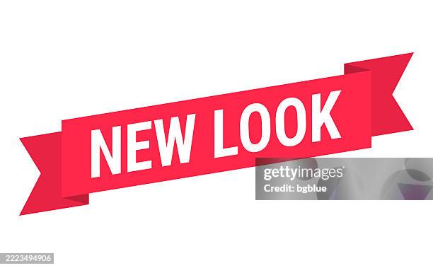 new look - red banner on white background - new look concept stock illustrations