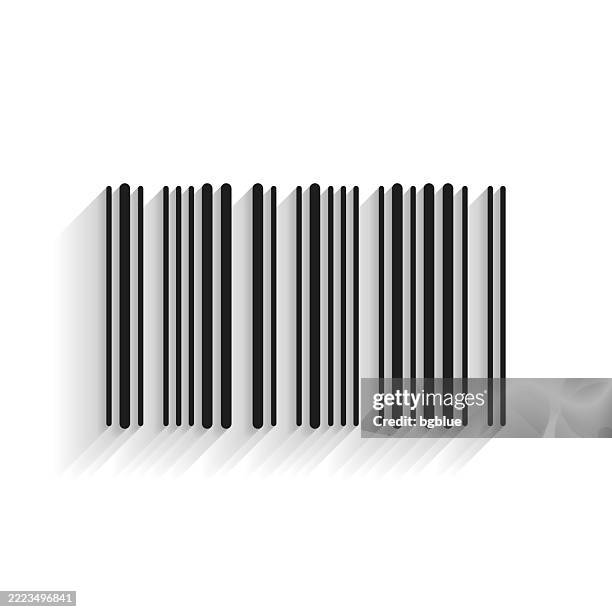 bar code. line icon with long shadow on white background - reading product label stock illustrations