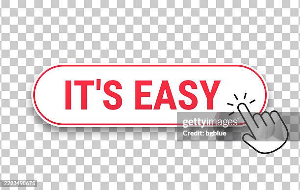 it's easy - 3d click web button with hand cursor on blank background - easy button stock illustrations