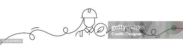 one continuous line drawing of environmental engineering icon. single line vector illustration - environmental engineering stock illustrations