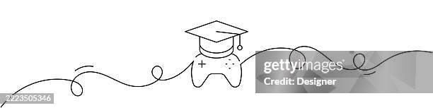 one continuous line drawing of gamification icon. single line vector illustration - continuous learning stock illustrations